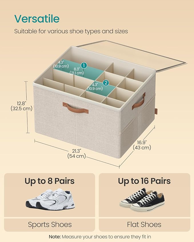 SONGMICS Shoe Organizer for Closet, Shoe Storage Bin, Fits 16 Pairs, Fabric - Image 6