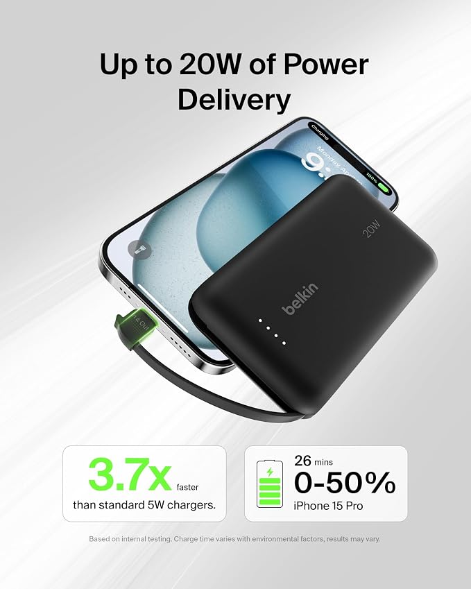 Belkin Portable Charger, Power Bank 10000 mAh - 20W Fast Charge USB-C Power - Image 5