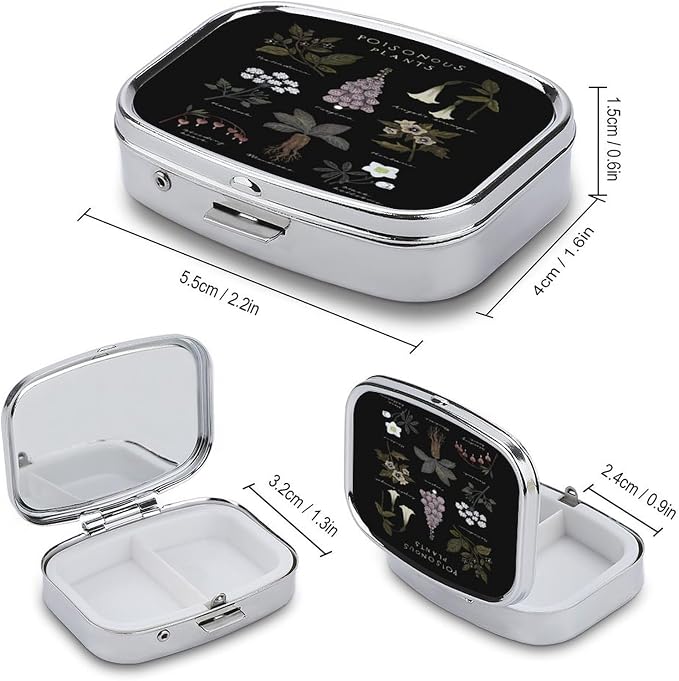 Metal 2 Compartment Pill Organizer Travel Friendly Portable Compact Pill Box - Image 2