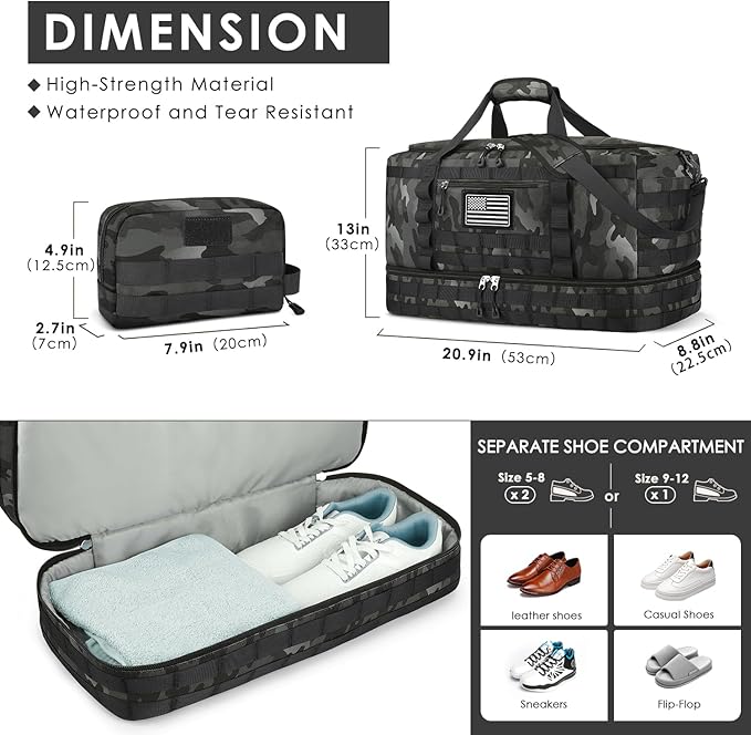 ETRONIK Travel Bag for Men Women, Gym Bag & Tactical Duffle Bags for Travel - Image 4