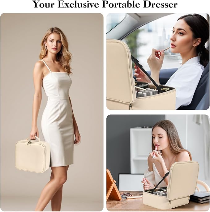 Travel Makeup Bag With LED Mirror, Makeup Travel Train Case with 3 Color Setting - Image 7
