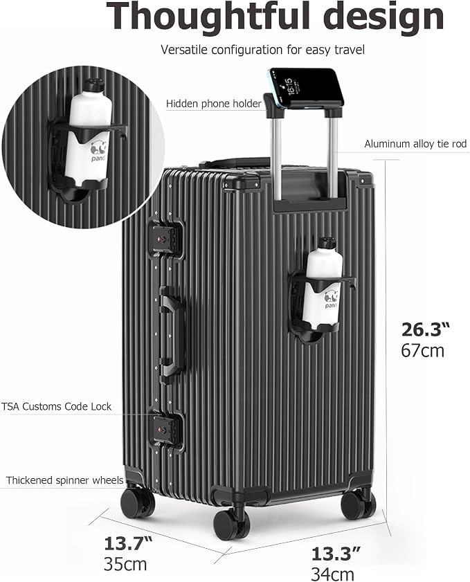 feilario 26in Super Large Captain Aluminum Frame Hardside Spinner Wheels Luggage - Image 4