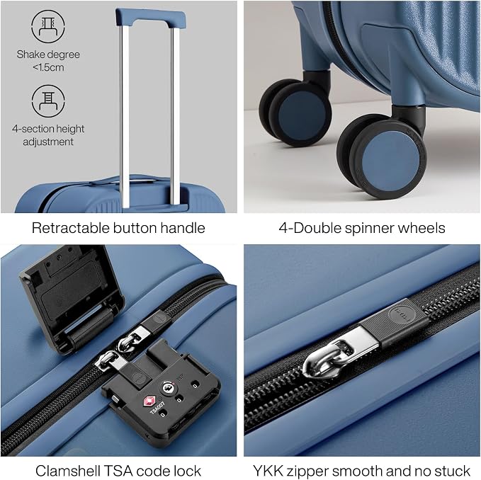 mixi Hardside PC Suitcase 24 Inch Checked Luggage Spinner Wheels TSA - Image 5