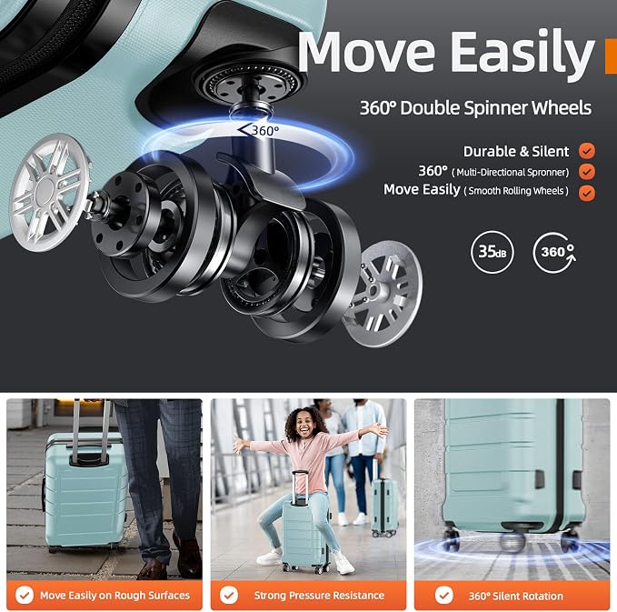 SHOWKOO Luggage Sets Expandable PC+ABS Durable Suitcase Double Wheels TSA Lock - Image 3