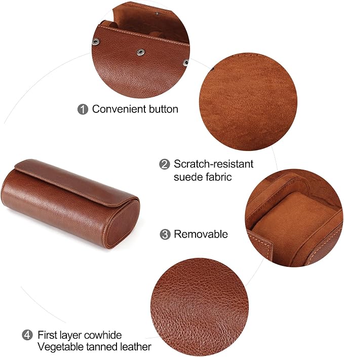 JOYIR Watch Roll for Travel, Genuine Leather Watch Case Organizer - Image 4