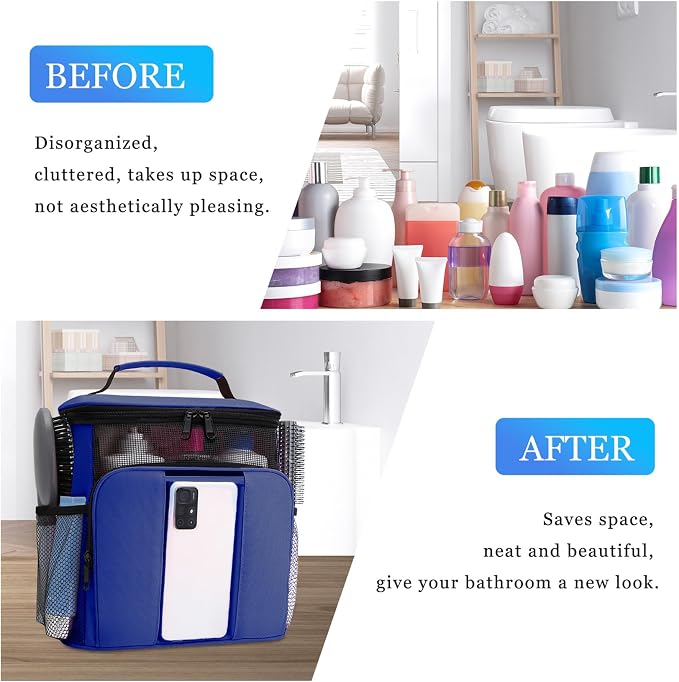 Mesh Shower Caddy, Portable HangingTravel Toiletry Bag Dorm Room Essentials - Image 4