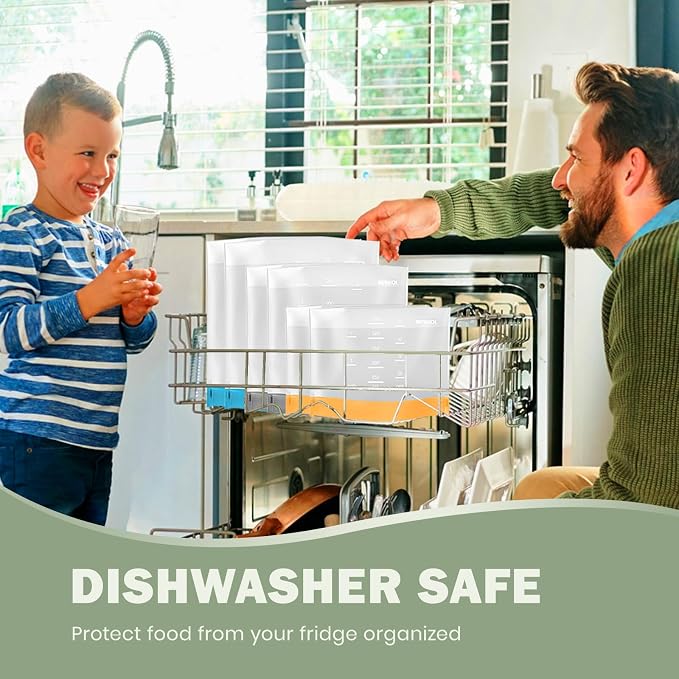 IDEATECH Reusable Bags Dishwasher Safe, BPA Free Reusable Freezer Bags Stand Up - Image 2