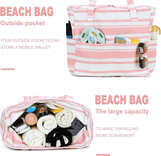 LEDAOU Beach Bag Waterproof Sandproof Women Tote Bag Pool Bag - Image 5