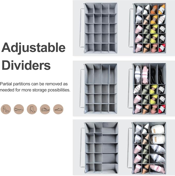 Shoe Organizer for Closet, Foldable Shoe Box - Image 4