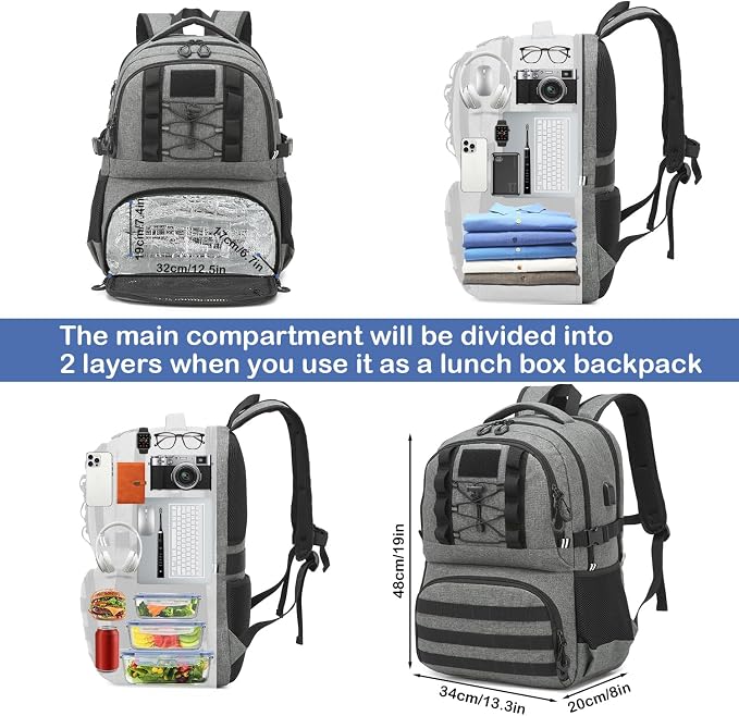 Laptop Lunch Backpack for Men - 40L Large Capacity Work Backpack - Image 3