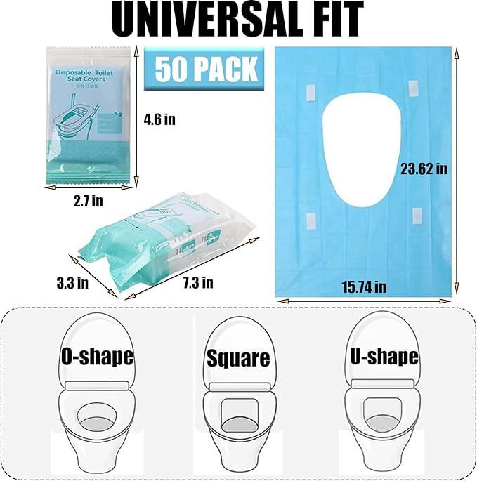 50 Pack Toilet Seat Covers Disposable 16x24 Inch XL Portable Toilet Liners - Image 2