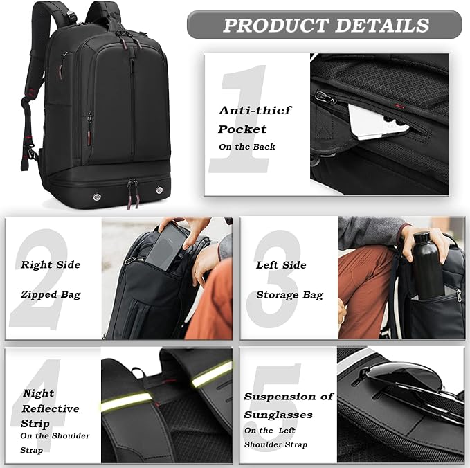 Somago Laptop Backpack Carry On Water Resistant Durable Daypack Backpack fits - Image 4
