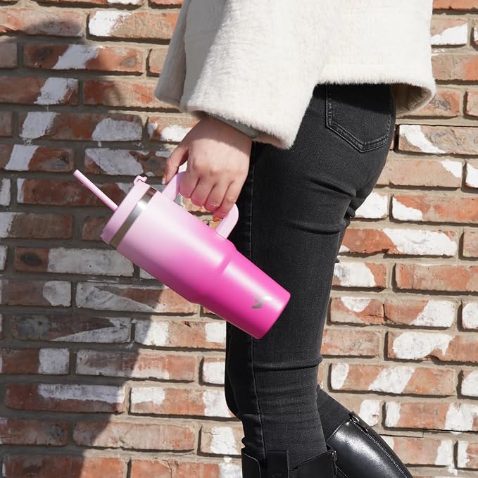 40 oz Tumbler with Handle and 2 Straws, 2 in 1 Lid Insulated Water Bottle - Image 7