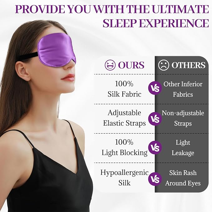 Silk Sleep Mask Eye Cover, 100% Mulberry Silk Women Men Eye Mask - Image 4