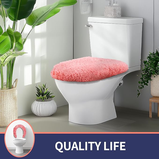 Microfiber Elongated Toilet Seat Cover 19.5"x 15" Machine Washable Solid Toilet - Image 7