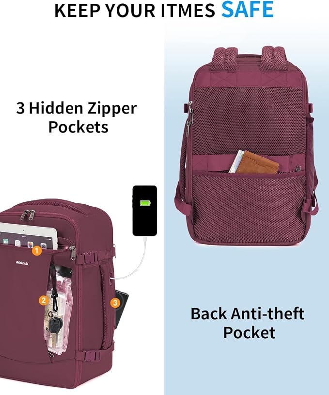 ECOHUB Travel Backpack for Women, Carry on Backpack - Image 5