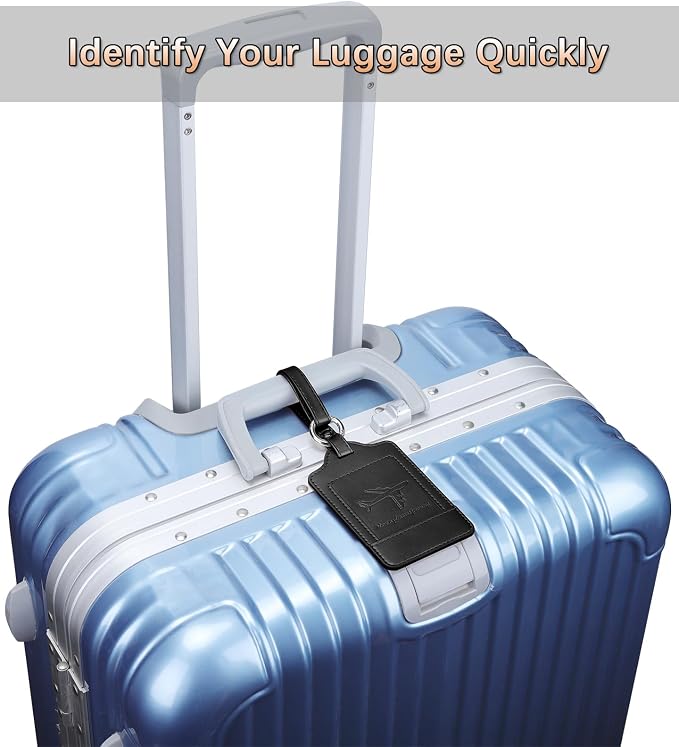 Teskyer Luggage Tags, 3 Pack PU Leather Luggage Tags - Image 8