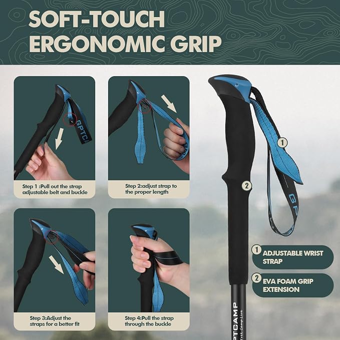GPTCAMP Hiking Stick, Lightweight Folding Adjustable Travel Walking Stick - Image 5