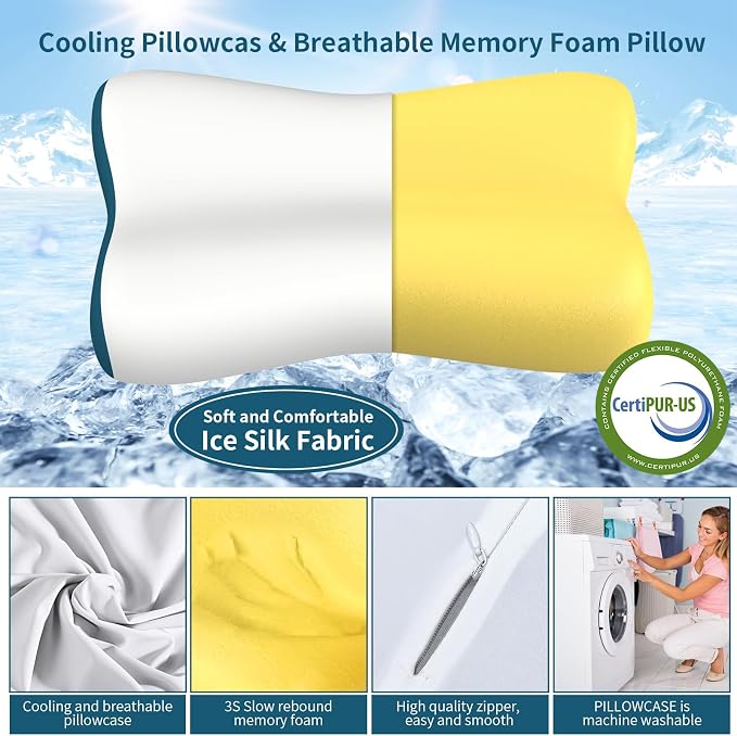 Cervical Neck Pillow for Pain Relief, Contour Memory Foam Pillows for Sleeping - Image 2
