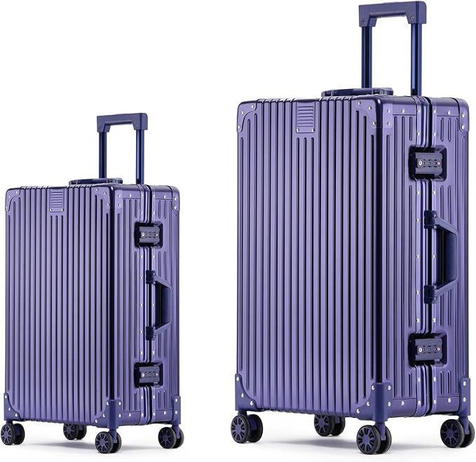 Metal All Aluminum Carry-on Luggage TSA Customs Lock Zipperless Silent Rotary by XZSP+AISU