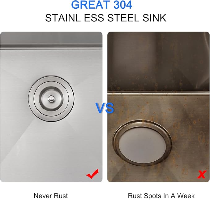 24 inch Undermount Kitchen Sink, 24 x 18 inch Single Bowl Stainless Steel - Image 7