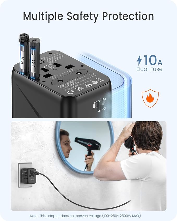 LENCENT Universal Travel Adapter, PD20W International Charger - Image 7