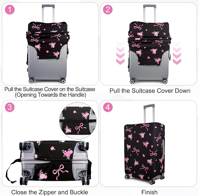 Pink Dino Suitcase Luggage Cover, Thick Suitcase Cover - Image 5