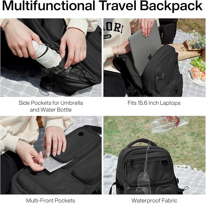 mixi Travel Laptop Backpack, Lightweight Durable School Bookbag Men Woman 15.6" - Image 4