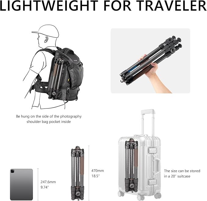 Carbon Fiber Lightweight Travel Tripod - Image 5