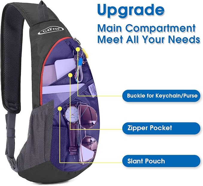 G4Free Sling Bag for Men Women, Small Crossbody Backpack Lightweight Chest - Image 2
