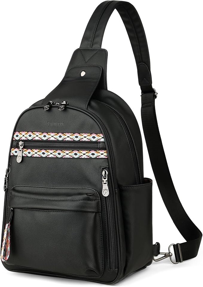 FADEON Large Sling Bag for Women, Leather Crossbody Purse Designer Anti Theft - Image 8