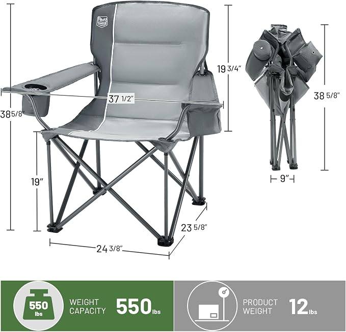 TIMBER RIDGE Oversized Folding Camping Chair - Image 3
