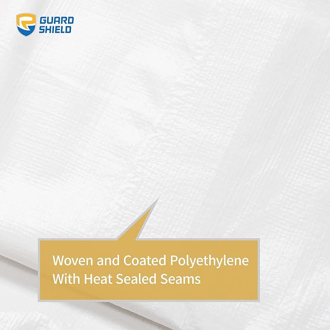 GUARD SHIELD Tarp White 9x9 Feet Multi Purpose Waterproof Poly Tarp Cover 5mil - Image 5