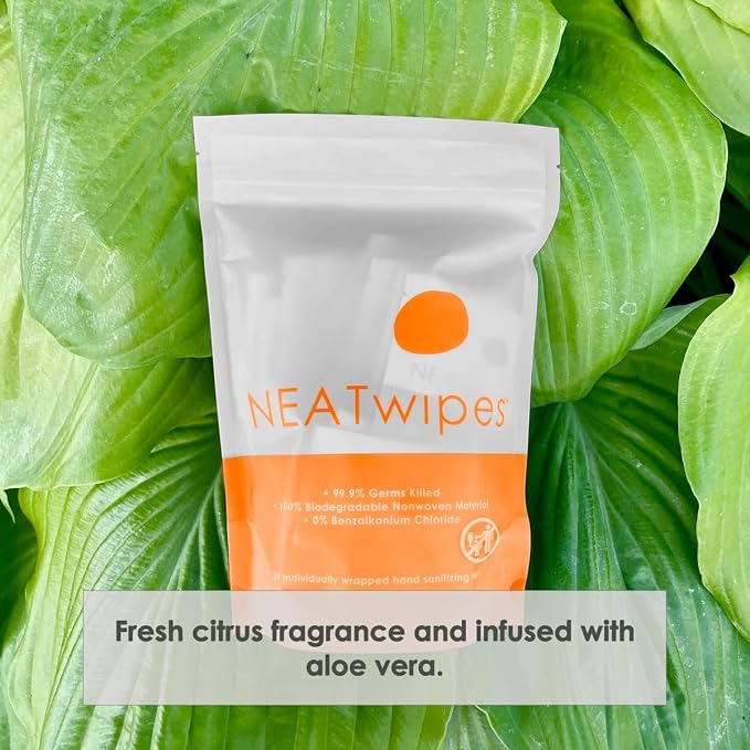 NEATwipes Hand Sanitizing Wipes | Travel Essentials | Disposable Wet Wipe & - Image 6