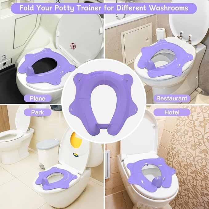 SKYROKU Foldable Kids Toilet Seat – Portable & Anti-Slip Travel Potty Training - Image 6