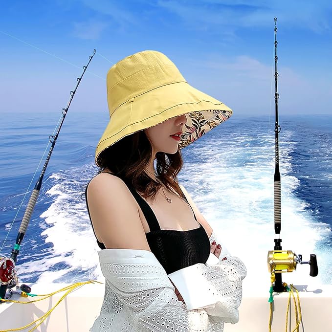 Women Wide Brim Sun Hats Metal Wired Edge Summer UV Protection Beach Fishing Hat - Image 7