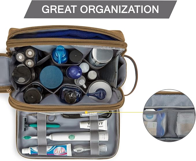BAGSMART Toiletry Bag for Men, Canvas Travel Toiletry Organizer Dopp Kit - Image 2