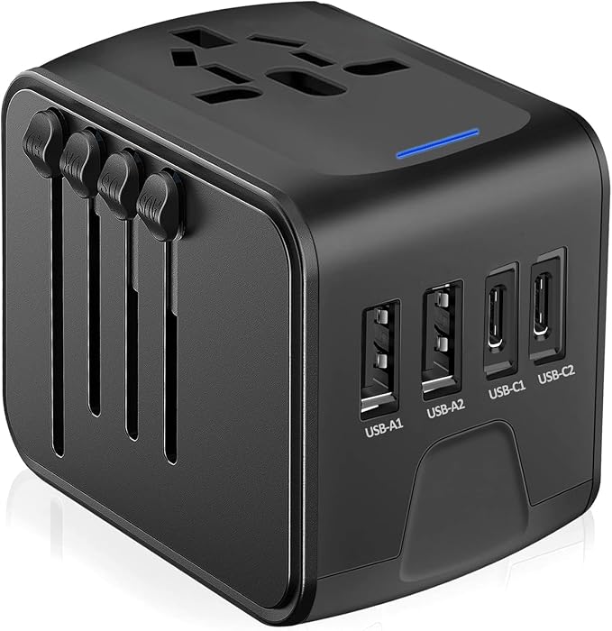 JMFONE Universal Travel Plug Adapter 5 in 1 Charger, European Travel Plug by JMFONE