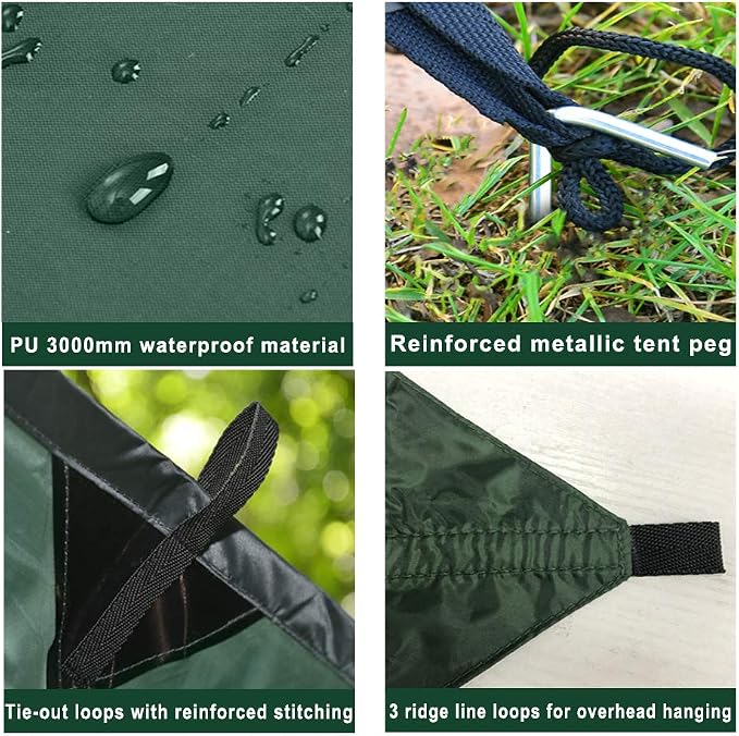 KALINCO Waterproof Camping Tarp Tent Hammock Rain Fly, 10X10FT/10X15FT - Image 3