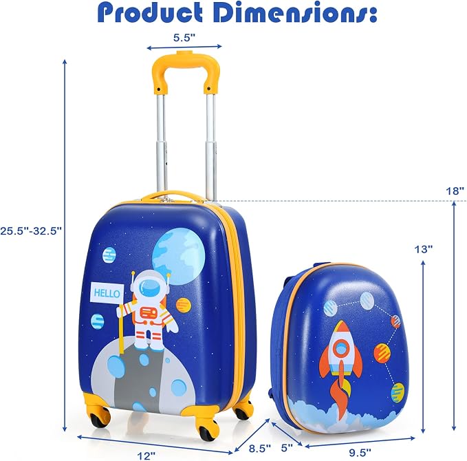 HONEY JOY Kids Luggage, Lightweight Toddler Girls Suitcase, Durable ABS - Image 6