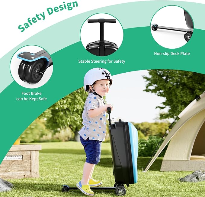 Scooter Hardshell Kids' Luggage, Foldable Carry on Kids Suitcase - Image 4