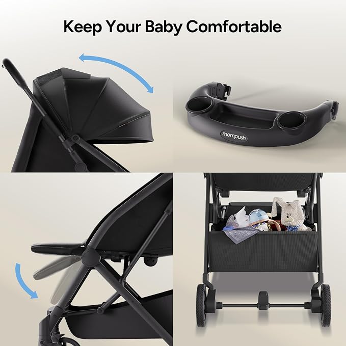Mompush Lithe V2 Lightweight Travel Stroller, Compact Foldable Baby Stroller - Image 9