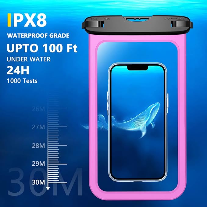 Temdan 2 Pcs Waterproof Phone Pouch, Universal IPX8 Waterproof Cell Phone Case - Image 3