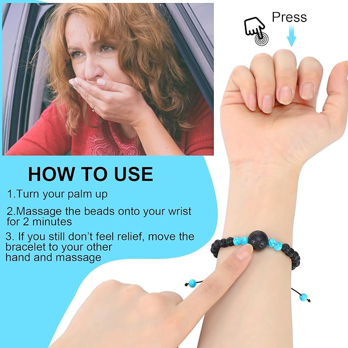 Sureio 6 Pcs Motion Sickness Bands Bracelet Anti Nausea Adjustable Wristband - Image 3