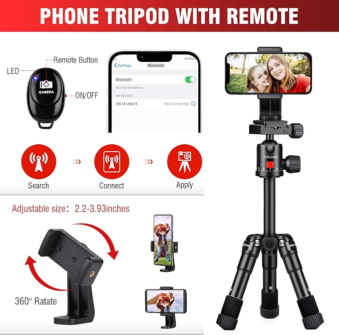 JOILCAN Mini Tripod for Camera, Portable Travel Tripods for DSLR Phone Projector - Image 5