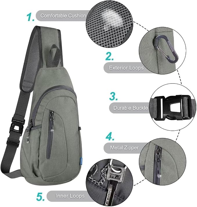 TITECOUGO Small Sling Bag, Lightweight Crossbody Backpack - Image 5
