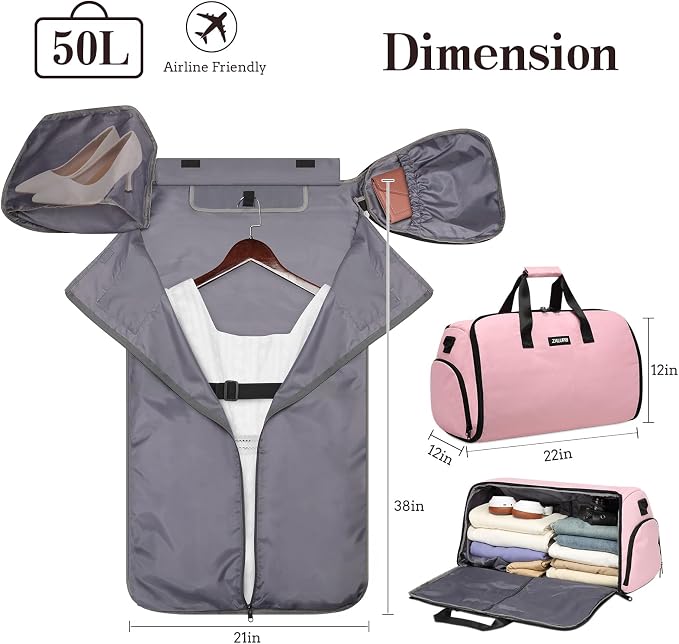 Garment Duffle Bags for Travel, Carry On Garment Duffel Weekender Bag 45L | - Image 4