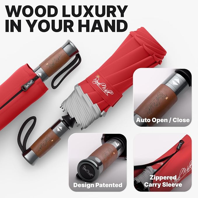 Royal Walk Windproof Folding Travel Umbrella Compact and Strong Luxurious Real - Image 3