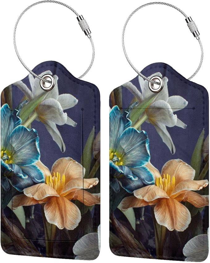 Retro Tulips Luggage Bag Case Tags by OUZPGAQ