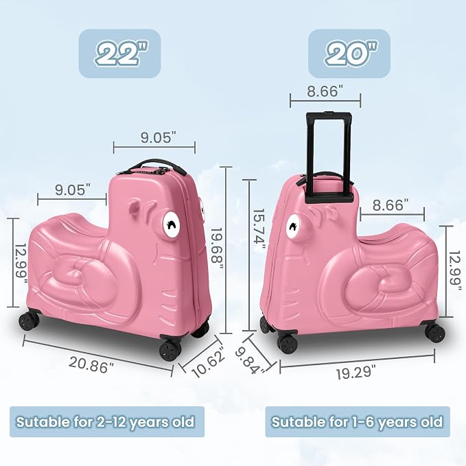 Kids Ride-on Luggage with Spinner Wheels Suitcase, Kid's Ride-On Suitcase Help - Image 3